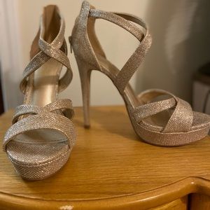 Shimmer gold platform heels